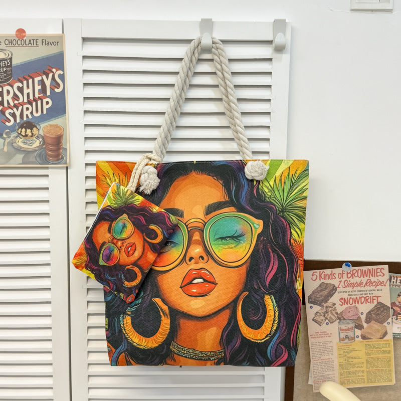 1. LARGE TOTE BAG WITH PURSE (TWO SIDED)