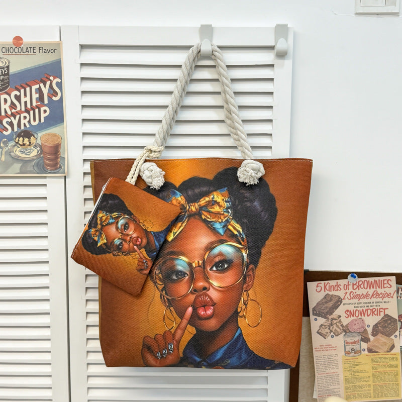 1. LARGE TOTE BAG WITH PURSE (TWO SIDED)