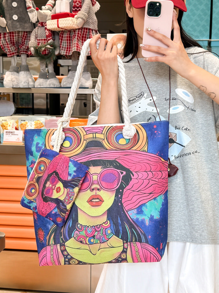 1. LARGE TOTE BAG WITH PURSE (TWO SIDED)