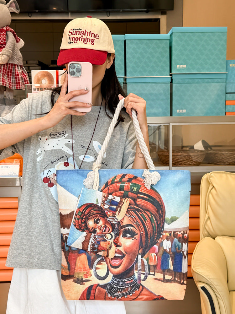 1. LARGE TOTE BAG WITH PURSE (TWO SIDED)