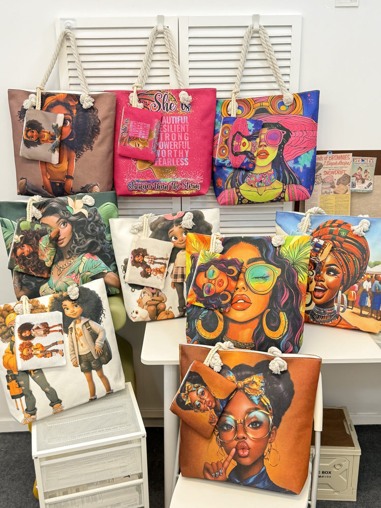 1. LARGE TOTE BAG WITH PURSE (TWO SIDED)