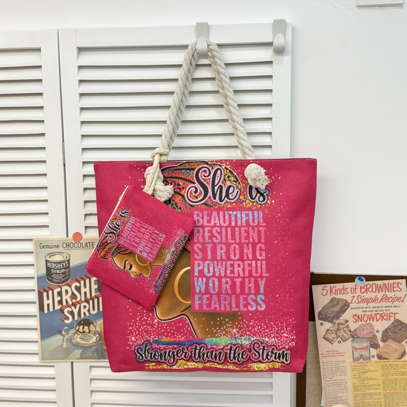 1. LARGE TOTE BAG WITH PURSE (TWO SIDED)