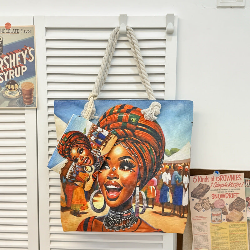 1. LARGE TOTE BAG WITH PURSE (TWO SIDED)