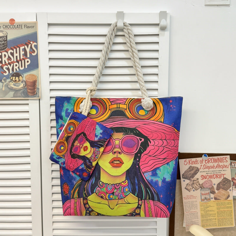 1. LARGE TOTE BAG WITH PURSE (TWO SIDED)