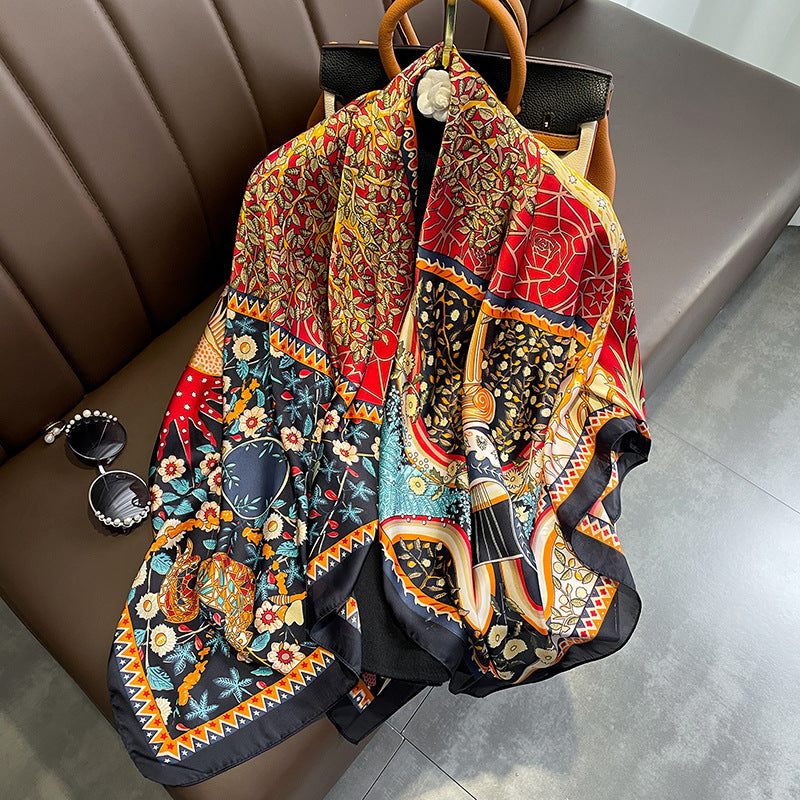 (110cm x 110cm) Big Flower 110 Silk Scarf Large