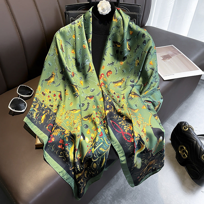(110cm x 110cm) Big Flower 110 Silk Scarf Large