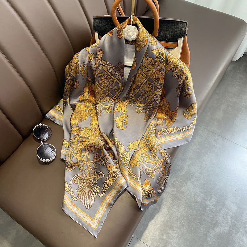 (110cm x 110cm) Big Flower 110 Silk Scarf Large