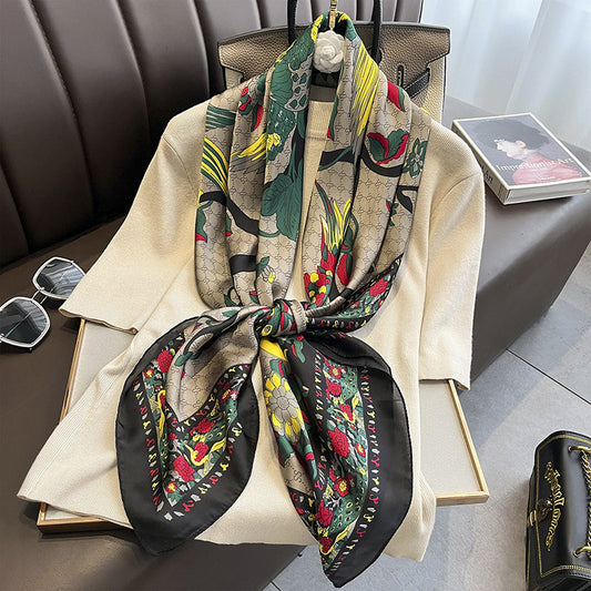 (110cm x 110cm) Big Flower 110 Silk Scarf Large