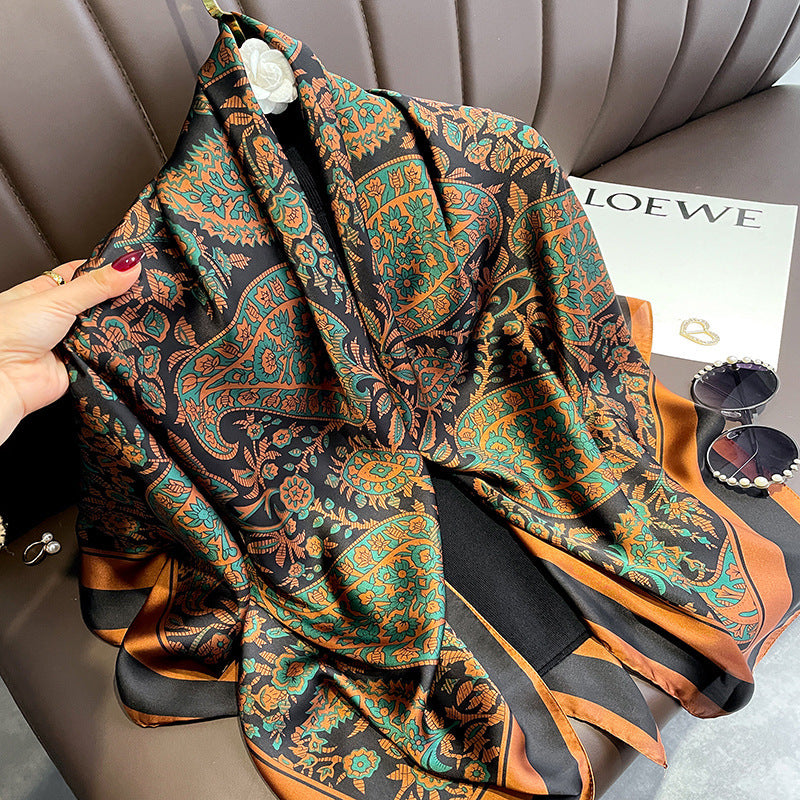 (110cm x 110cm) Big Flower 110 Silk Scarf Large