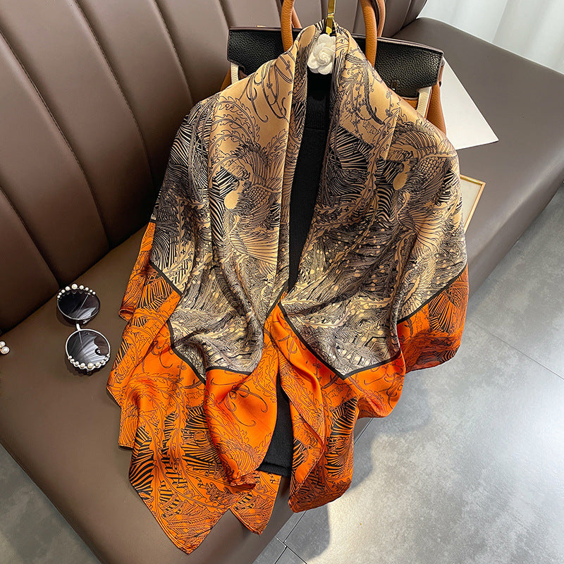 (110cm x 110cm) Big Flower 110 Silk Scarf Large